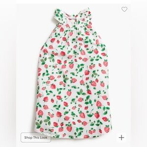Bow-back halter top with strawberry print